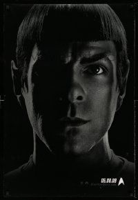 2z711 STAR TREK teaser DS 1sh '09 Abrams, image of Zachary Quinto as Spock over black background!