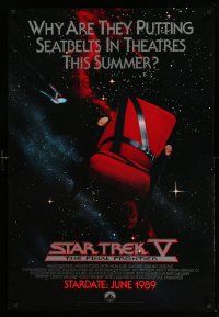 2z718 STAR TREK V advance 1sh '89 The Final Frontier, image of theater chair w/seatbelt!