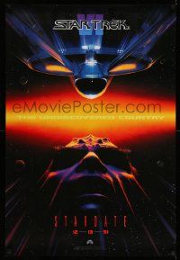 2z720 STAR TREK VI teaser 1sh '91 William Shatner, Leonard Nimoy, art by John Alvin!