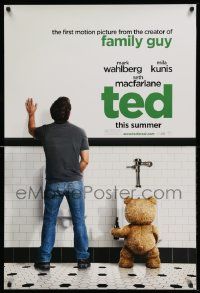 2z749 TED teaser DS 1sh '12 image of Mark Wahlberg & teddy bear at urinals!