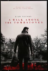 2z809 WALK AMONG THE TOMBSTONES teaser DS 1sh '14 Liam Neeson in graveyard w/gun!