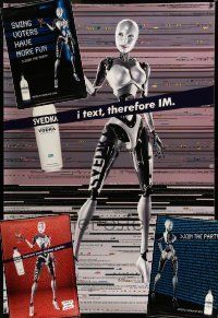 3a379 LOT OF 4 SINGLE-SIDED SVEDKA VODKA ADVERTISING BUS STOP POSTERS '10s party robot images!