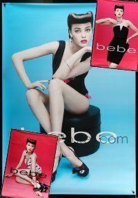 3a386 LOT OF 3 DOUBLE-SIDED BEBE ADVERTISING BUS STOP POSTERS '00s sexy fashion model images!