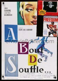 3a405 LOT OF 3 UNFOLDED REPRO POSTERS '90s A Bout de Souffle, Mister Freedom, Andy Warhol's Flesh
