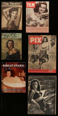 3a149 LOT OF 6 EUROPEAN MOVIE MAGAZINES WITH JANE RUSSELL COVERS '40s-50s great images & info!