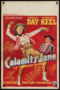 3b706 CALAMITY JANE Belgian '55 Howard Keel, art of pretty cowgirl Doris Day in title role!