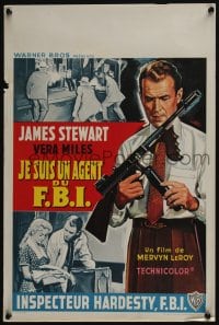 3b727 FBI STORY Belgian '59 great art of detective Jimmy Stewart & Vera Miles!