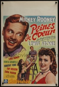 3b775 LOVE LAUGHS AT ANDY HARDY Belgian '47 wonderful artwork of Mickey Rooney with sexy girls!