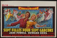 3b813 SEVEN BRIDES FOR SEVEN BROTHERS Belgian '54 art of Jane Powell & Howard Keel, MGM musical!