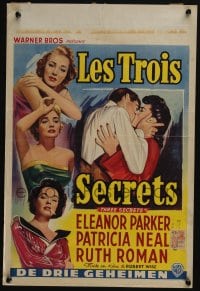 3b837 THREE SECRETS Belgian '50 Eleanor Parker, Patricia Neal & Ruth Roman, don't judge them!