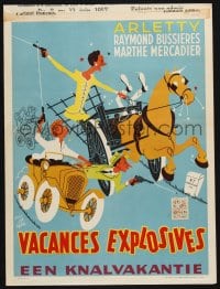 3b847 VACANCES EXPLOSIVES Belgian '57 wacky art of Arletty in horse carriage by Jan Mara!