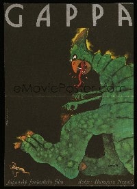 3b038 GAPPA, THE TRIPHIBIAN MONSTER Czech 11x16 '86 Daikyoju Gappa, wild Hlavaty art of monster!
