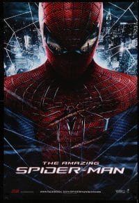 3b166 AMAZING SPIDER-MAN teaser Danish '12 portrait of Andrew Garfield in title role over city!