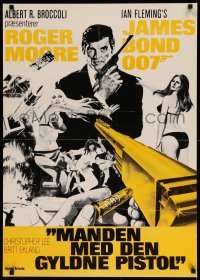 3b210 MAN WITH THE GOLDEN GUN Danish R80s art of Roger Moore as James Bond by Robert McGinnis!