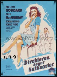 3b216 STANDING ROOM ONLY Danish '49 art of sexy housemaid Paulette Goddard + Fred MacMurray!