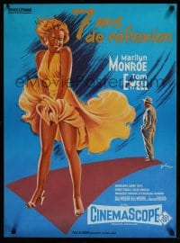 3b105 SEVEN YEAR ITCH French 23x31 R70s best art of Marilyn Monroe's skirt blowing by Grinsson!