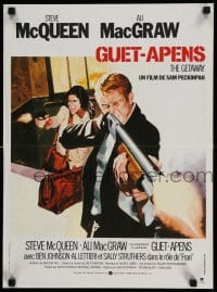 3b067 GETAWAY French 16x22 R80 cool different image of Steve McQueen & Ali McGraw, Sam Peckinpah!