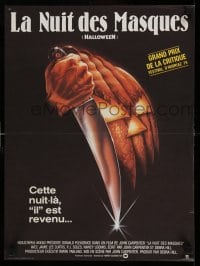 3b069 HALLOWEEN French 16x21 '79 John Carpenter classic, great Bob Gleason jack-o-lantern art!
