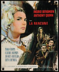 3b099 VISIT French 17x21 '64 great Vanni Tealdi art of Ingrid Bergman & Anthony Quinn!