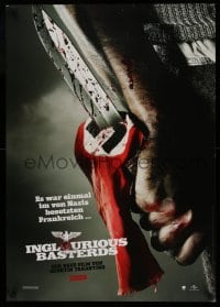 3b138 INGLOURIOUS BASTERDS teaser German '09 Quentin Tarantino, bloody knife through Nazi flag!