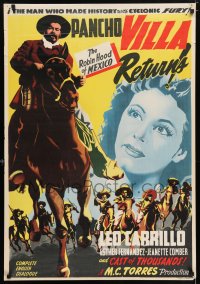 3b001 PANCHO VILLA RETURNS Mexican poster '50 Leo Carrillo as The Robin Hood of Mexico!