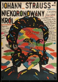 3b301 JOHANN STRAUSS THE KING WITHOUT A CROWN Polish 27x37 '88 Pagowski artwork of the composer!