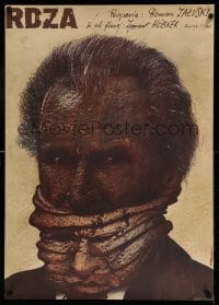 3b315 RDZA Polish 26x37 '81 Zygmunt Hubner, bizarre Pagowski art of man w/face mask!