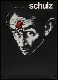 3b318 SCHULZ exhibition Polish 26x37 '83 dark Bednarski artwork of man with stamp on forehead!