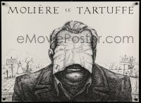 3b265 MOLIERE LE TARTUFFE stage play Polish 23x31 '80s art of man with handkerchief on face!