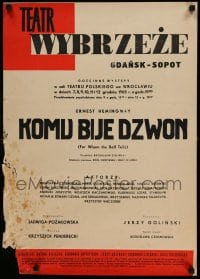 3b235 KOMU BIJE DZWON stage play Polish 20x28 '65 For Whom the Bell Tolls!