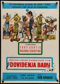 3b335 ARRIVEDERCI, BABY Yugoslavian 19x27 '66 Tony Curtis is a ladykiller, wacky Jack Davis art!