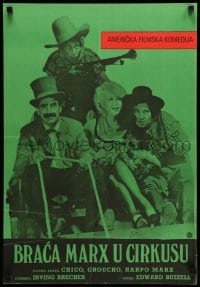 3b337 AT THE CIRCUS Yugoslavian 19x27 '60s Marx Brothers, Groucho, Chico, Harpo & Florence Rice!