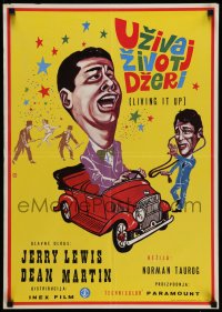 3b387 LIVING IT UP Yugoslavian 19x27 '54 Janet Leigh, art of wacky Dean Martin & Jerry Lewis!