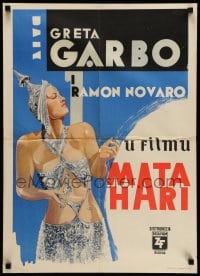 3b397 MATA HARI Yugoslavian 19x27 R58 different art of glamorous Greta Garbo!