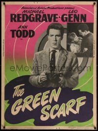 3c373 GREEN SCARF 30x40 '54 Michael Redgrave defends a blind/deaf/mute man accused of murder!