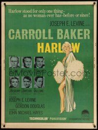 3c375 HARLOW 30x40 '65 cool artwork of Carroll Baker in the title role!