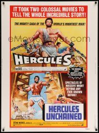 3c378 HERCULES/HERCULES UNCHAINED 30x40 '73 world's mightiest man Steve Reeves!