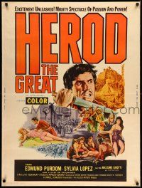 3c379 HEROD THE GREAT 30x40 '60 Edmund Purdom, Sylvia Lopez, French/Italian epic!