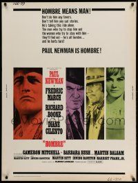 3c380 HOMBRE 30x40 '66 Paul Newman, Fredric March, directed by Martin Ritt, it means man!