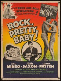 3c417 ROCK PRETTY BABY 30x40 '57 Sal Mineo, it's the rock 'n roll sensation of our generation!