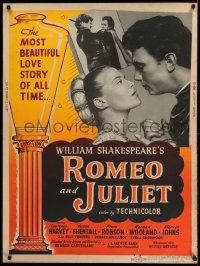 3c421 ROMEO & JULIET 30x40 '55 Laurence Harvey romancing Susan Shentall, Shakespeare!