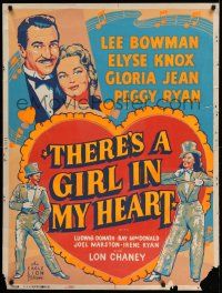 3c433 THERE'S A GIRL IN MY HEART 30x40 '49 pretty Elyse Knox, Gloria Jean & Peggy Ryan!