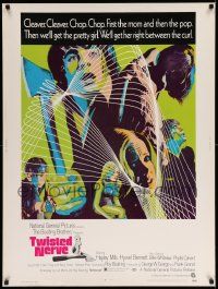 3c439 TWISTED NERVE 30x40 '69 Hayley Mills, Roy Boulting English horror, cool psychedelic art!