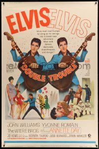 3c137 DOUBLE TROUBLE 40x60 '67 cool mirror image of rockin' Elvis Presley playing guitar!