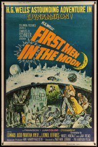 3c150 FIRST MEN IN THE MOON style Z 40x60 '64 Ray Harryhausen, H.G. Wells, fantastic sci-fi art!