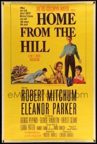 3c170 HOME FROM THE HILL style Y 40x60 '60 art of Robert Mitchum, Eleanor Parker & George Peppard!