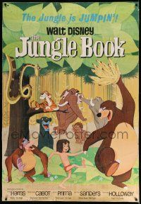 3c174 JUNGLE BOOK 40x60 '67 Walt Disney cartoon classic, great image of all characters!