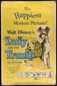 3c180 LADY & THE TRAMP 40x60 R62 Walt Disney romantic canine dog classic cartoon!