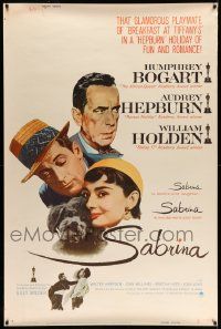 3c213 SABRINA 40x60 R62 Audrey Hepburn, Humphrey Bogart, William Holden, Billy Wilder