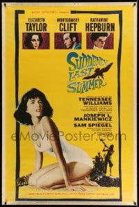 3c228 SUDDENLY, LAST SUMMER style Y 40x60 '60 artwork of super sexy Elizabeth Taylor in swimsuit!